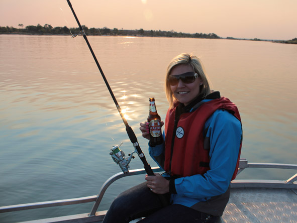 Ashley Groenevelt - drinks and fishing on the Chobe River